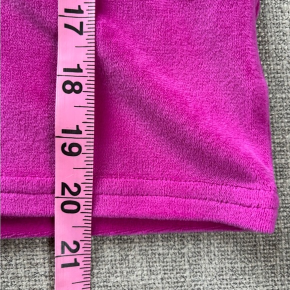 Juicy Couture Magenta Pink Velour Sleepwear Rhinestone Logo Tee Shorts Bling M - Picture 7 of 13